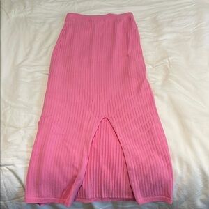 Pink Ribbed Knit Skirt